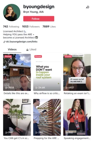 A view of BYoungDesign's TikTok feed.