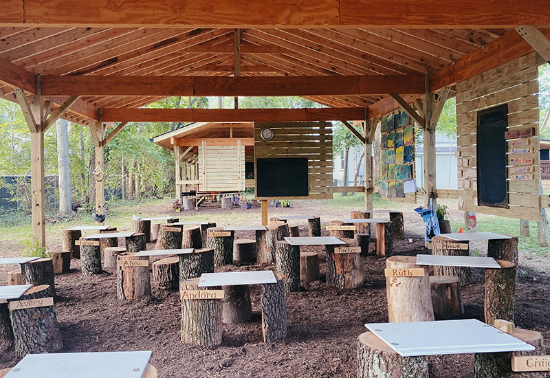 Outdoor pavilion at Linden Waldorf School.