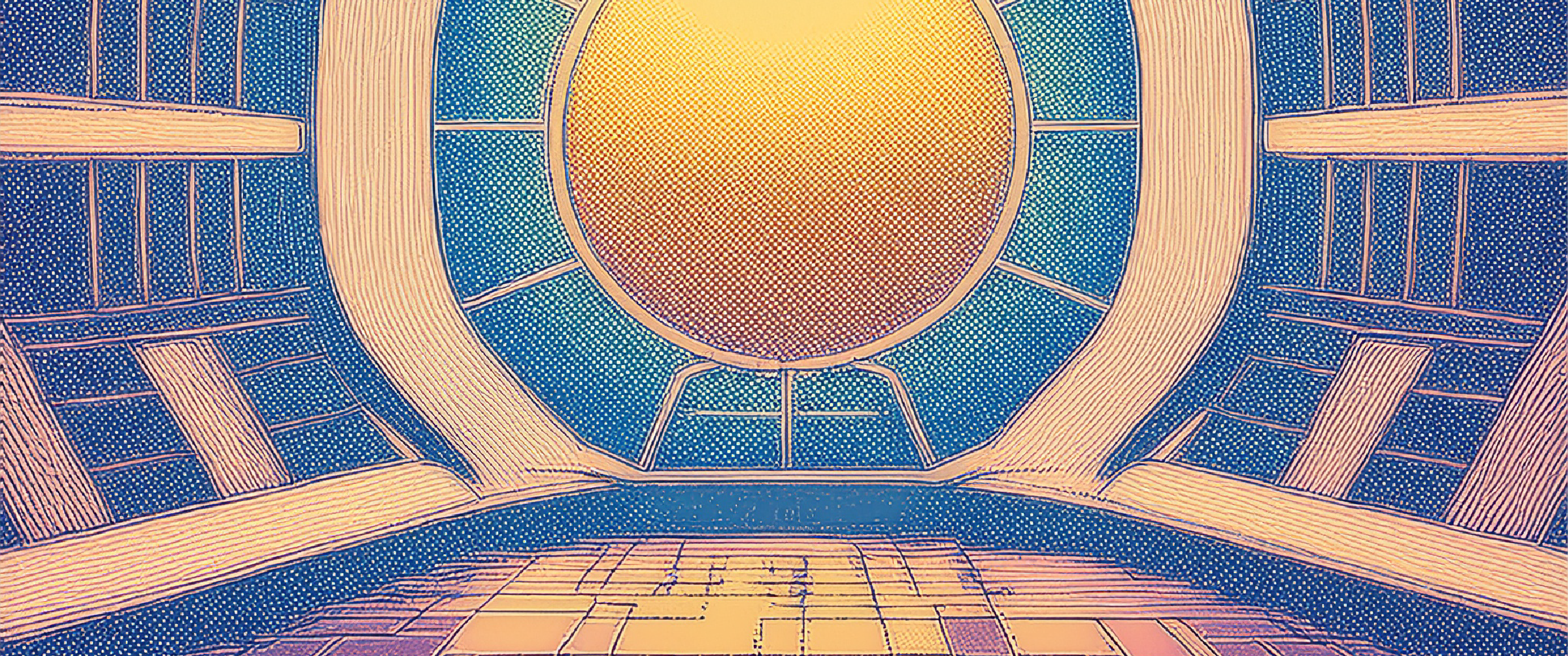 AI-generated image of the interior of a spaceship.