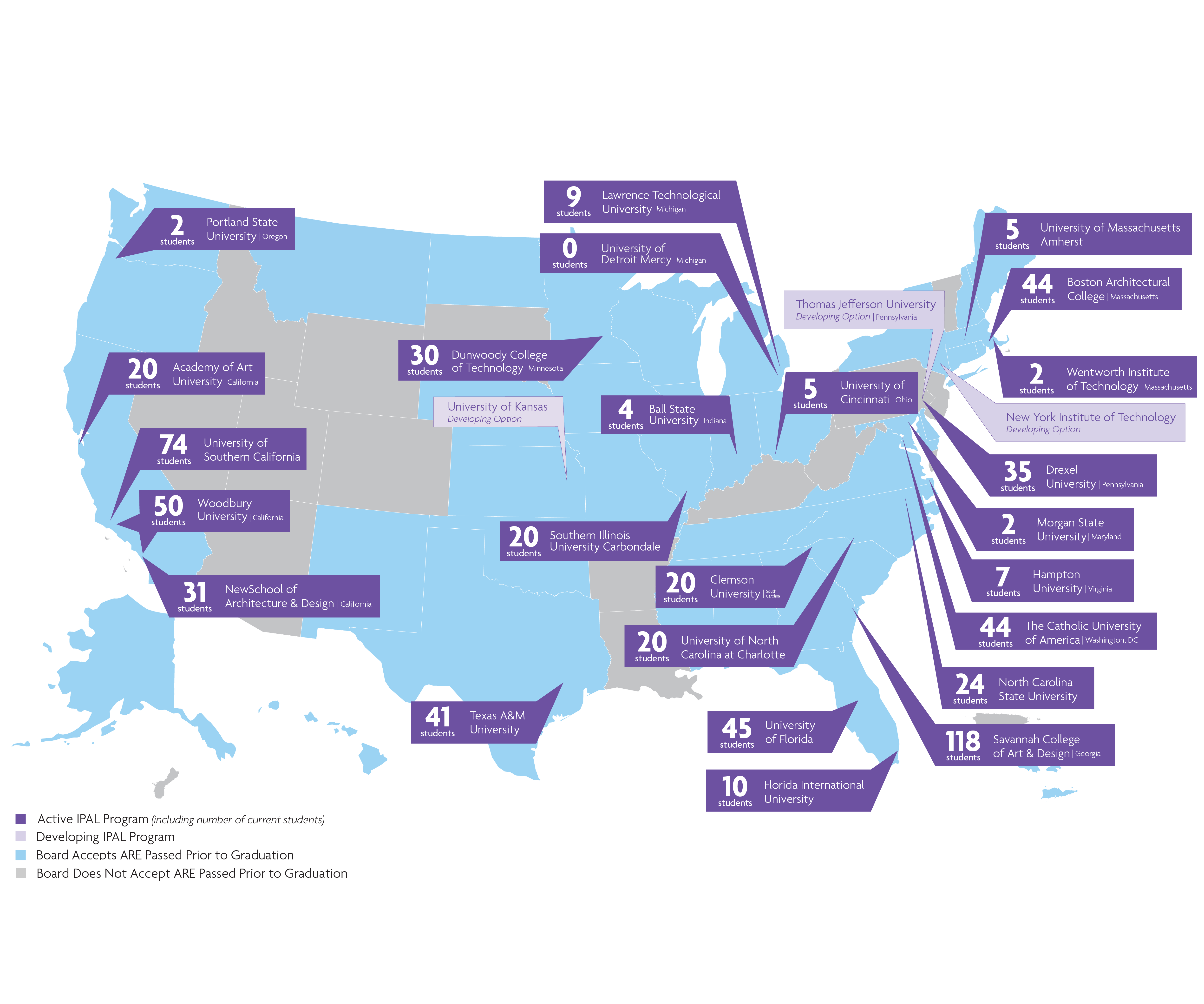 A map of IPAL programs across the United States.