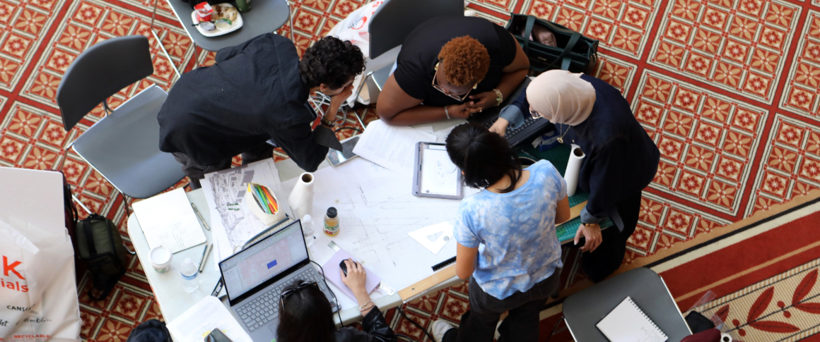 Students collaborating during the 2025 Interschool Design Competition. 