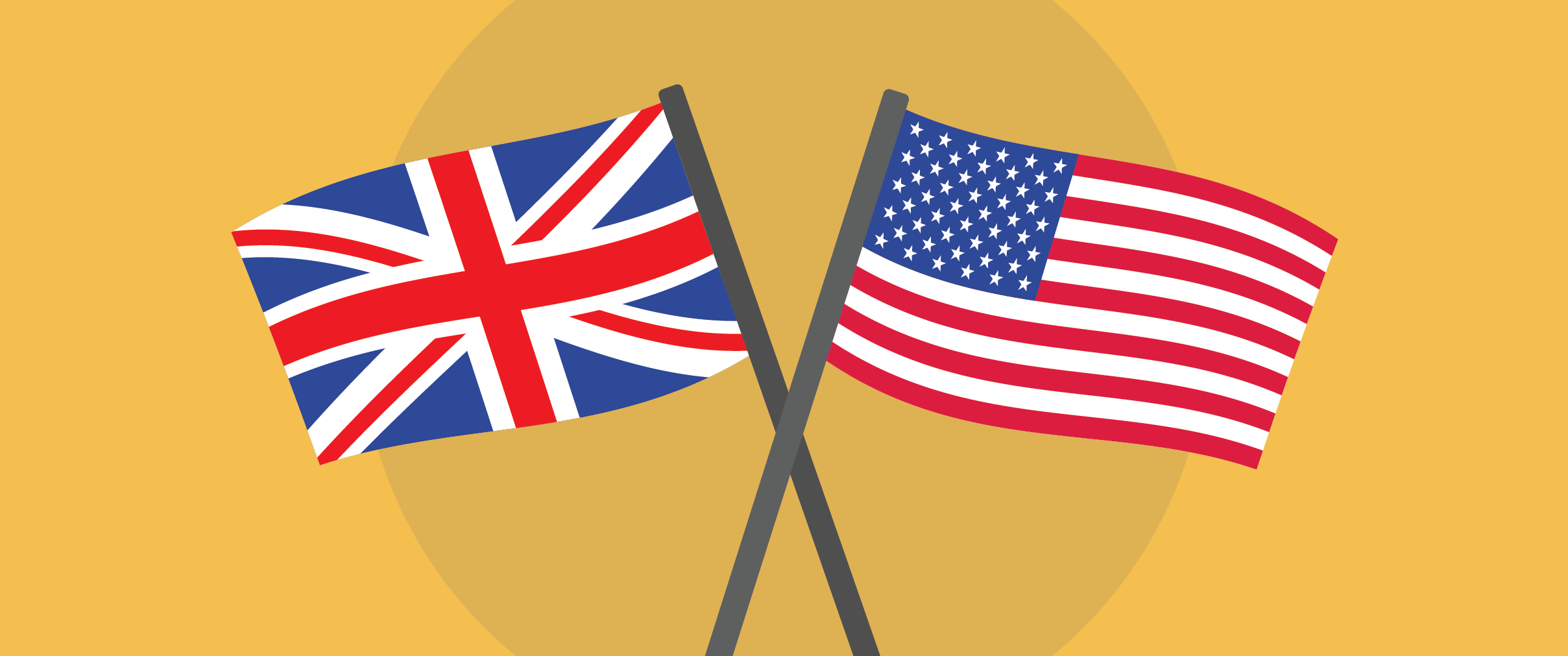 An illustration of the US and UK flags. 
