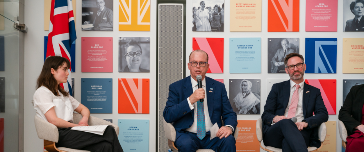 U.S.-U.K reciprocity agreement event, featuring CEO Mike Armstrong as a panelist.
