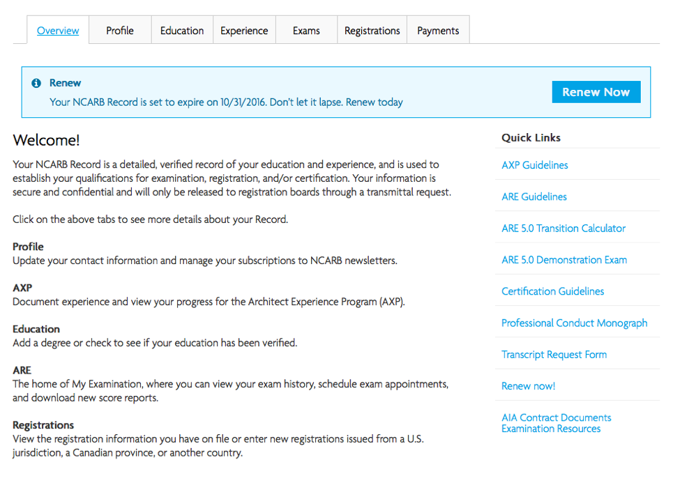 Navigating Your NCARB Record NCARB National Council of Architectural Registration Boards