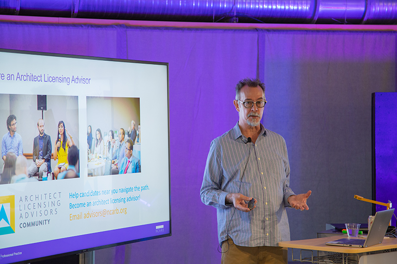 Harry Falconer presents on NCARB requirements.