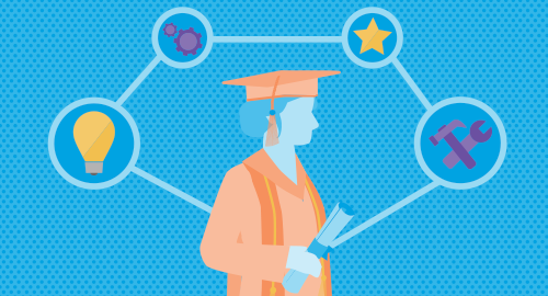 Girl with graduation cap. 