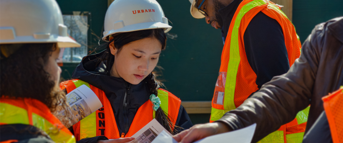 A licensure candidate visits a construction site. 