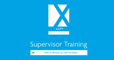 Blue screen with white AXP logo