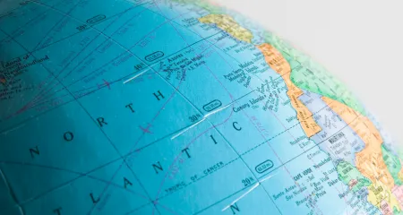Up-close photo of a globe 