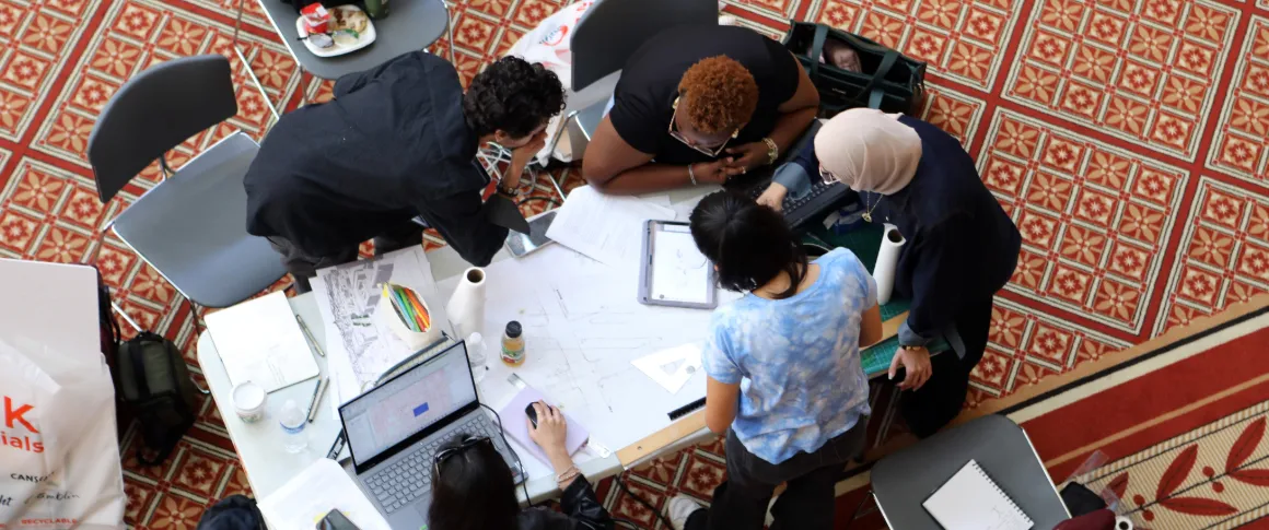 Students collaborating during the 2025 Interschool Design Competition. 