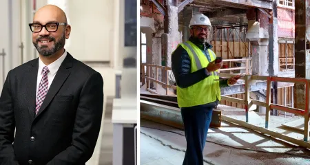 Architect Mandhir Chopra at a construction site. 