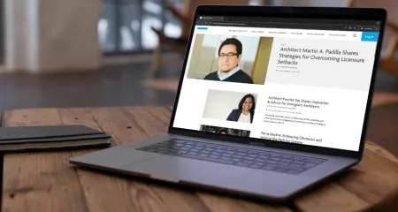A computer features NCARB's Architect Spotlight series.