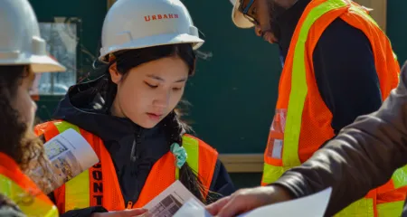 A licensure candidate visits a construction site. 