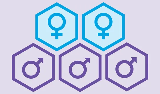 Gender symbols on a purple background.