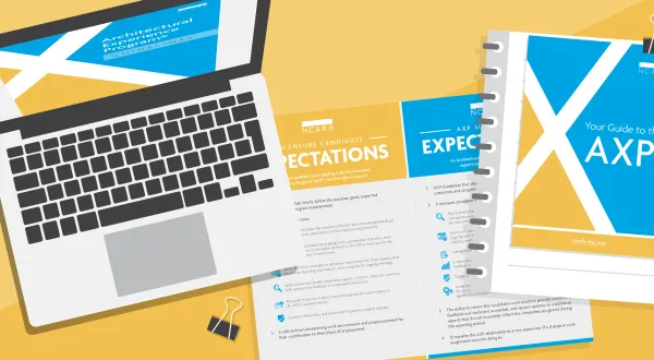The AXP Guidelines on a laptop next to a print copy.