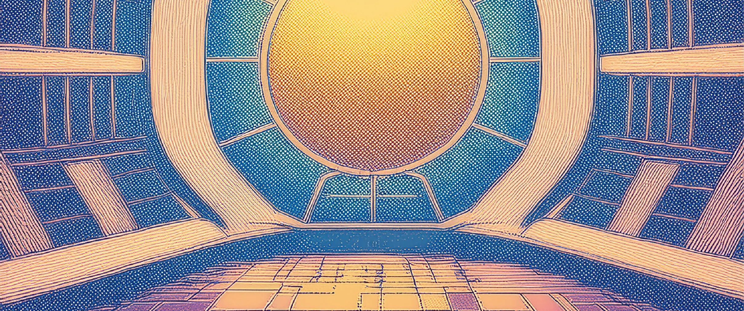 AI-generated image of the interior of a spaceship.