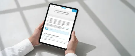 A customer uses the new AI feature of the licensing requirements tool.