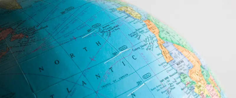 Up-close photo of a globe 