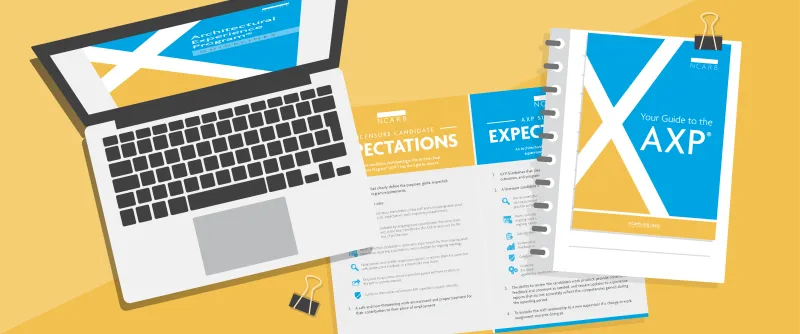 The AXP Guidelines on a laptop next to a print copy.