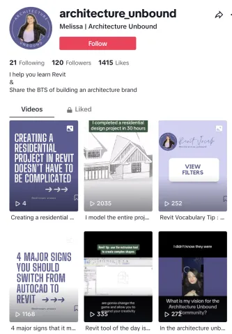 A view of Architecture Unbound's TikTok account. 