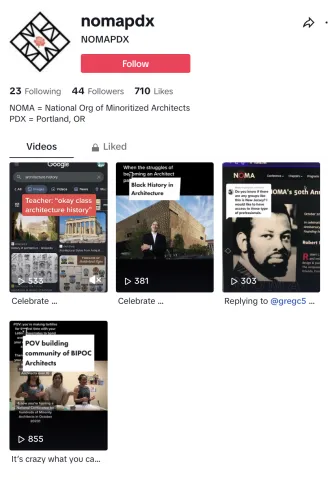 A view of NOMAPDX's TikTok account.