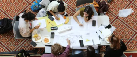 Architecture students collaborate during the 2025 Interschool Design Competition.  