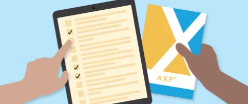 Checklist next to AXP logo.