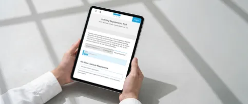 A customer uses the new AI feature of the licensing requirements tool.