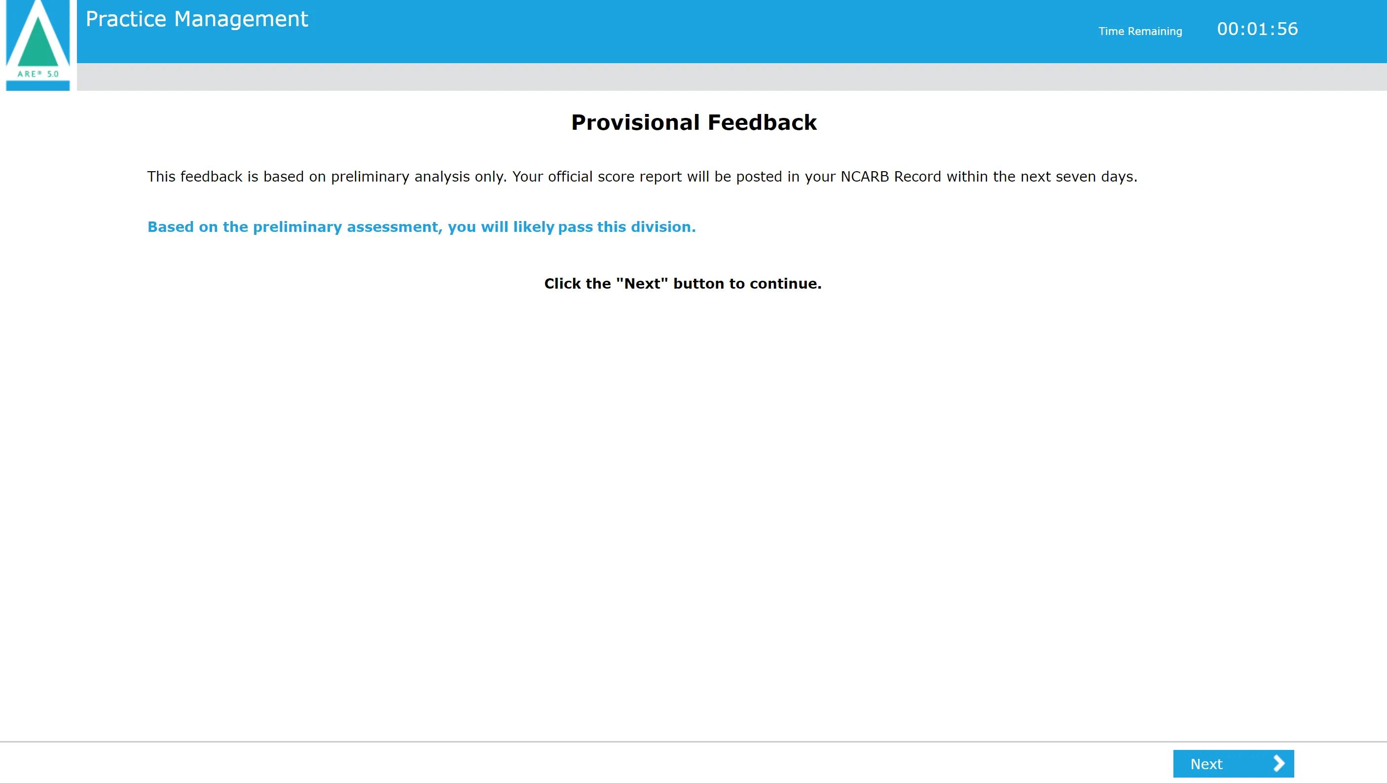 Provisional feedback step 5.