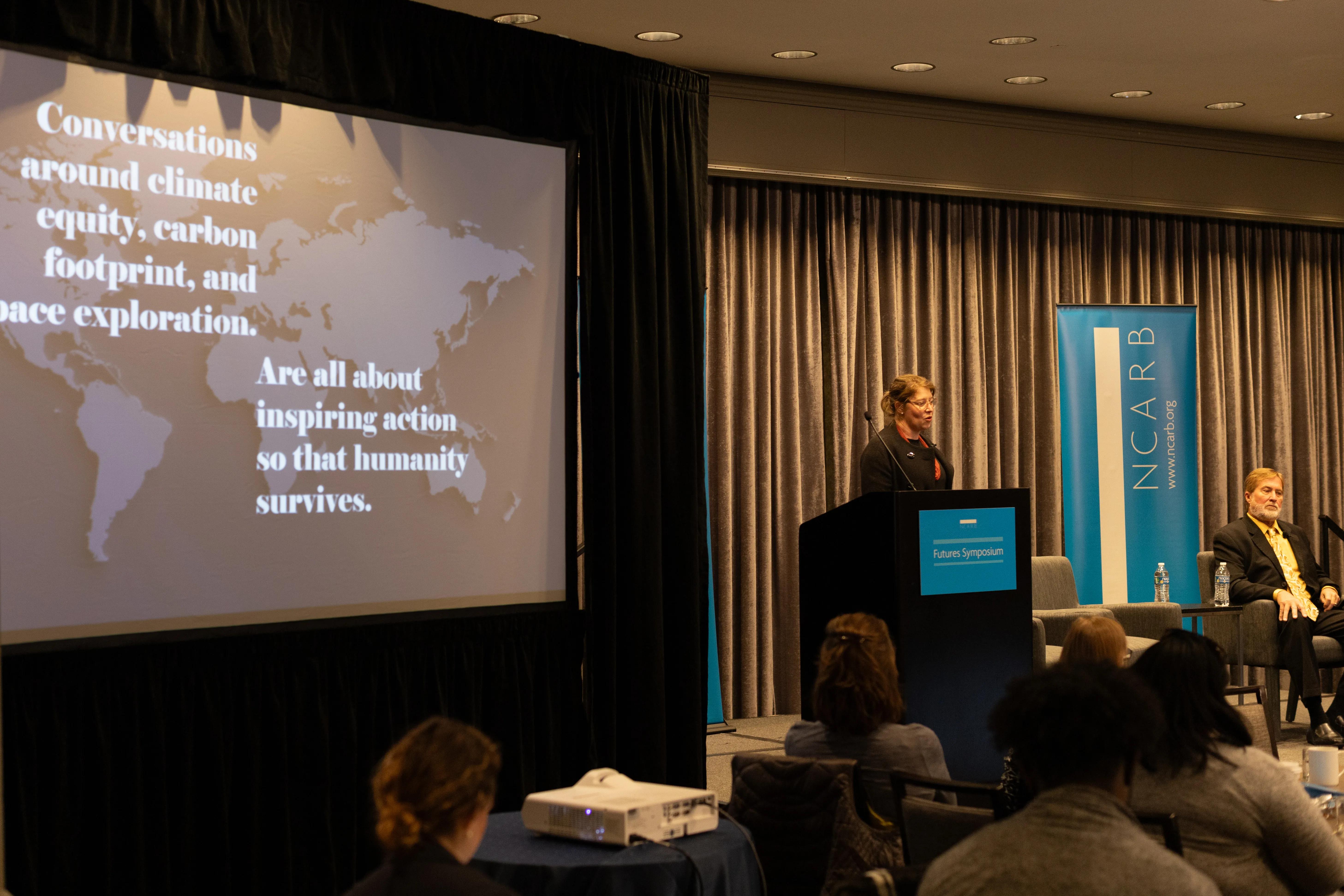 Katie Mesia, LEED AP BD+C, RA, presenting at the inaugural Futures Symposium.
