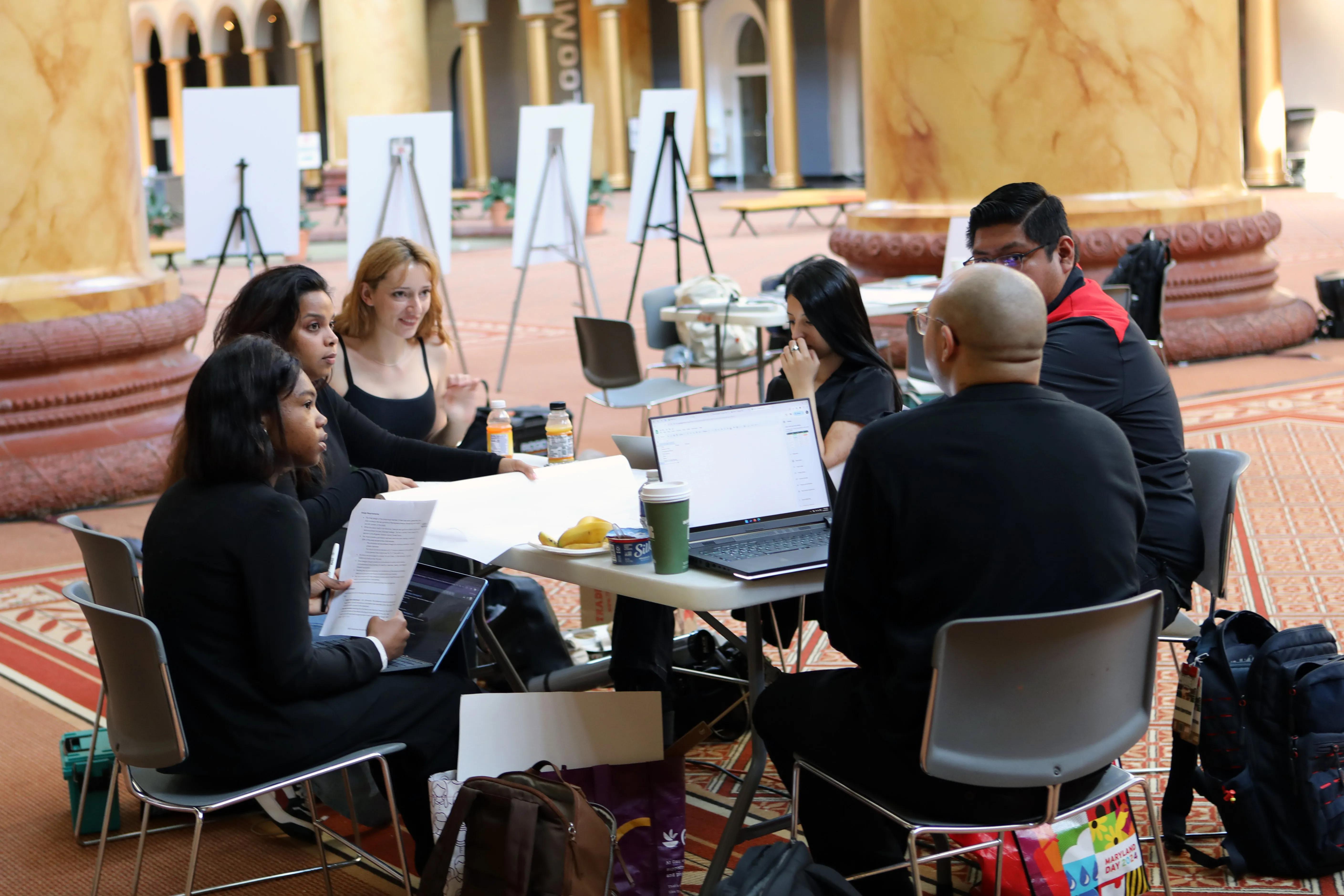 Architecture students collaborating during the 2025 Interschool Design Competition. 