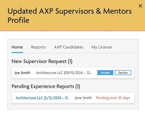 Explore the recent updates to the Supervisors & Mentors section of My NCARB. 