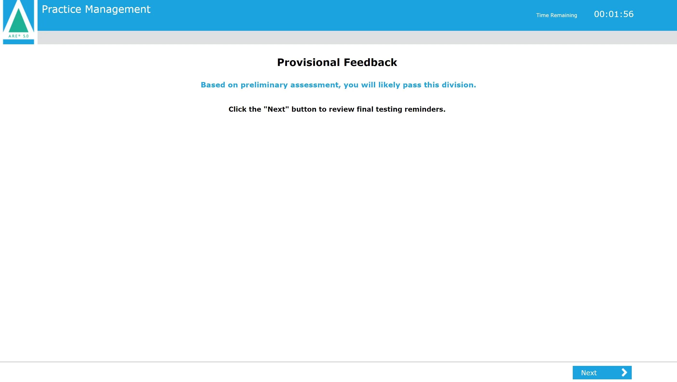 Provisional feedback will provide a preliminary assessment of your results.