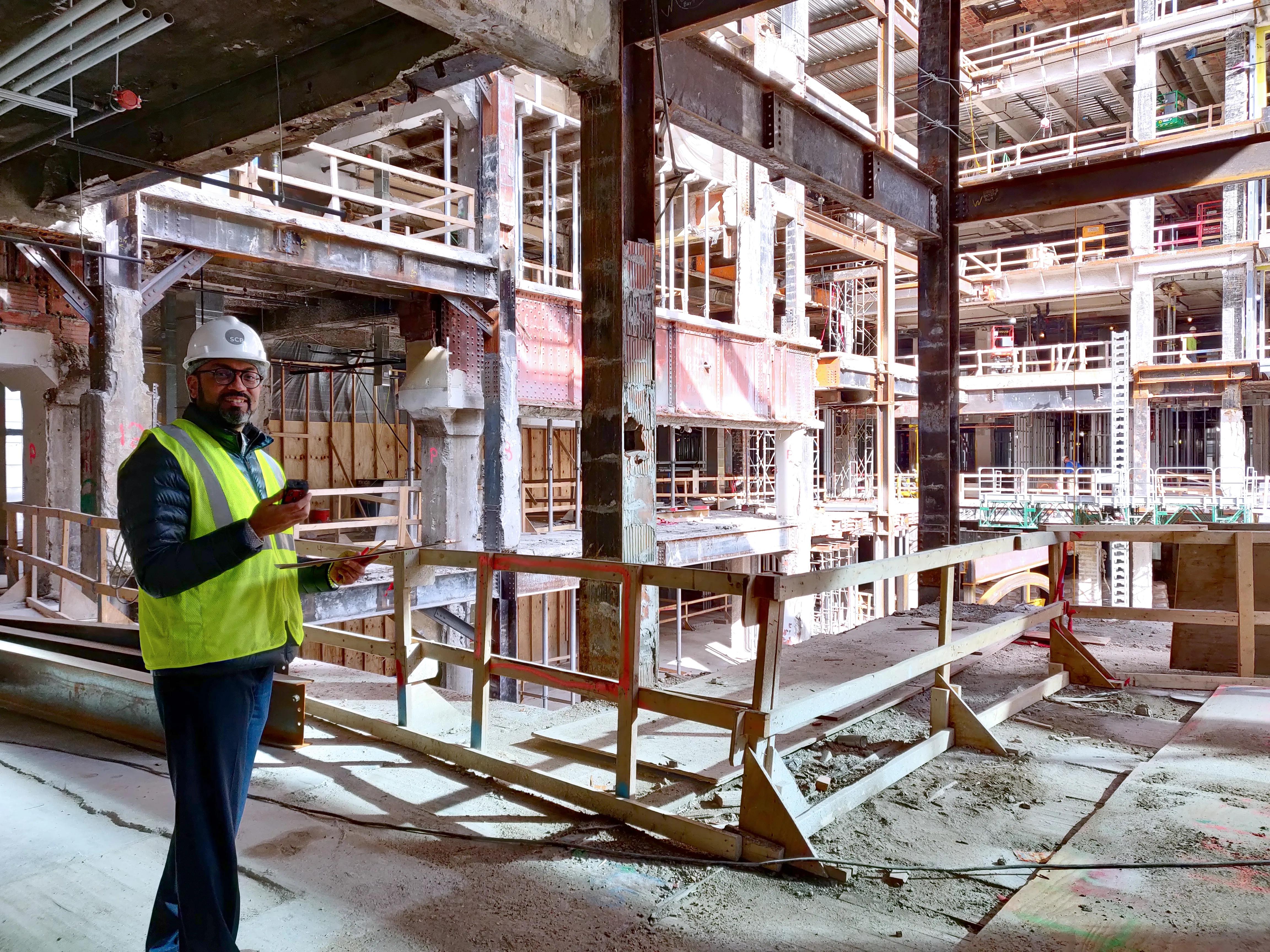 Mandhir Chopra on a construction site.